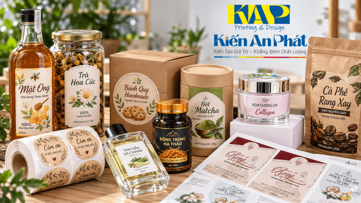 In tem decal dán sản phẩm chai lọ thuỷ tinh Kiến An Phát
