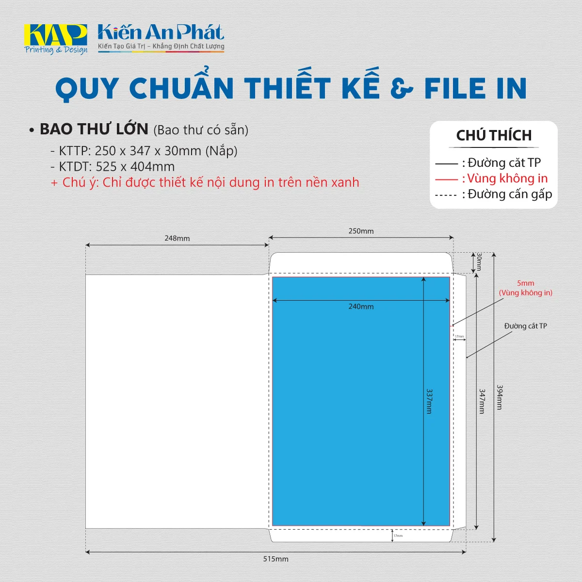 Quy chuẩn thiết kế bao thư tại in Kiến An Phát