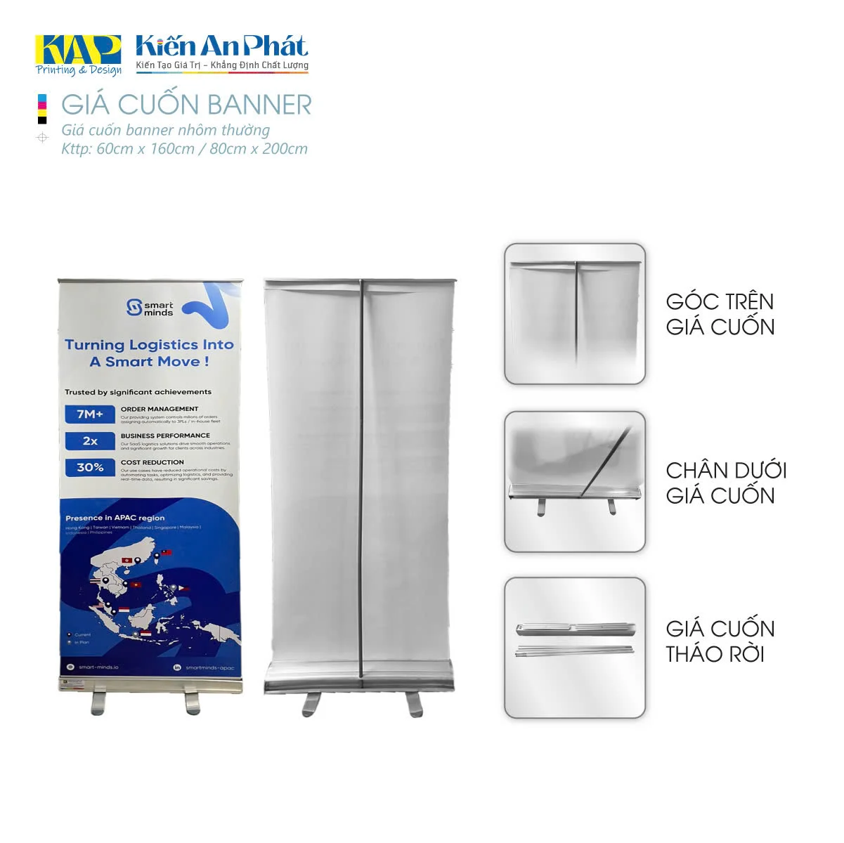 Chân standee cuốn Nhôm thường