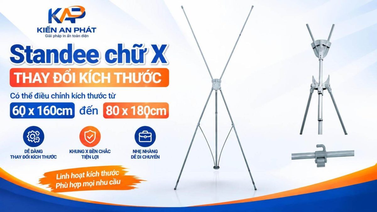 Chân standee chữ x thay đổi kích thước bằng nhôm