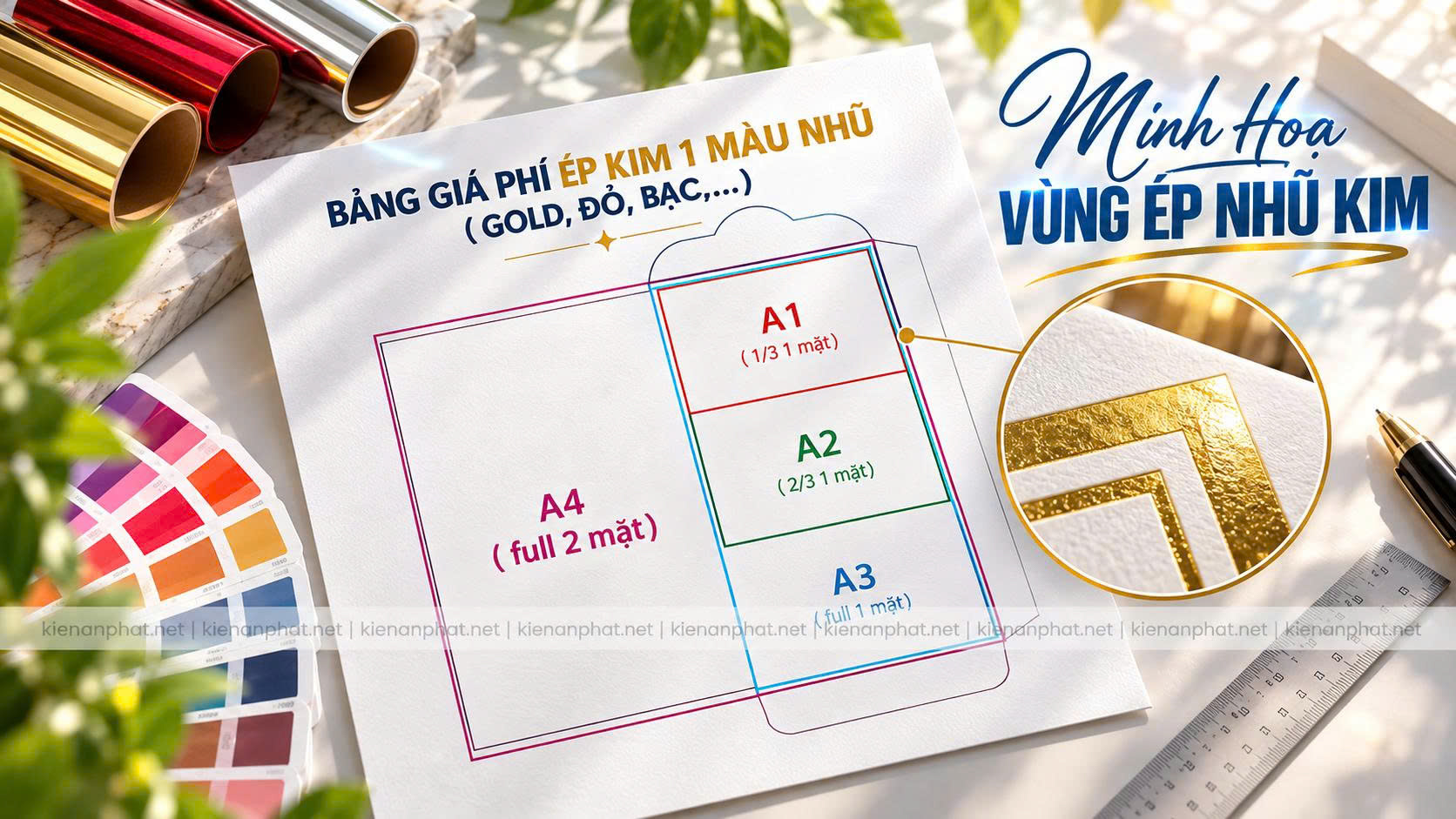 Minh hoạ cách tính giá ép nhũ kim Kiến An Phát