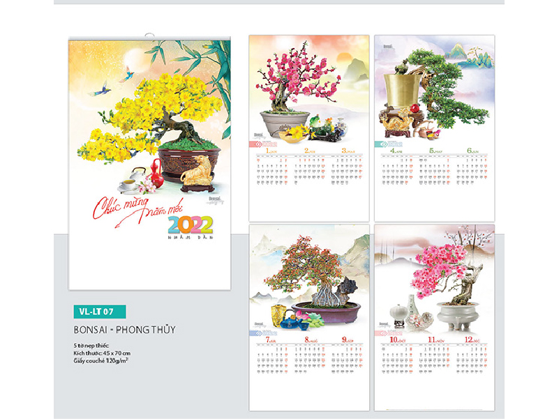 in lịch nẹp thiếc 5 tờ