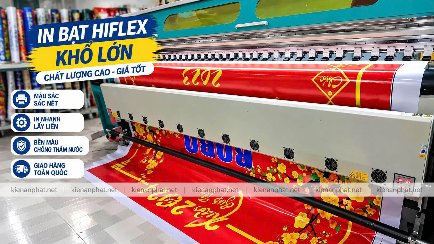 Máy in bạt Hiflex khổ 3.2m in phông nền backdrop lấy liền tại Bình Thạnh