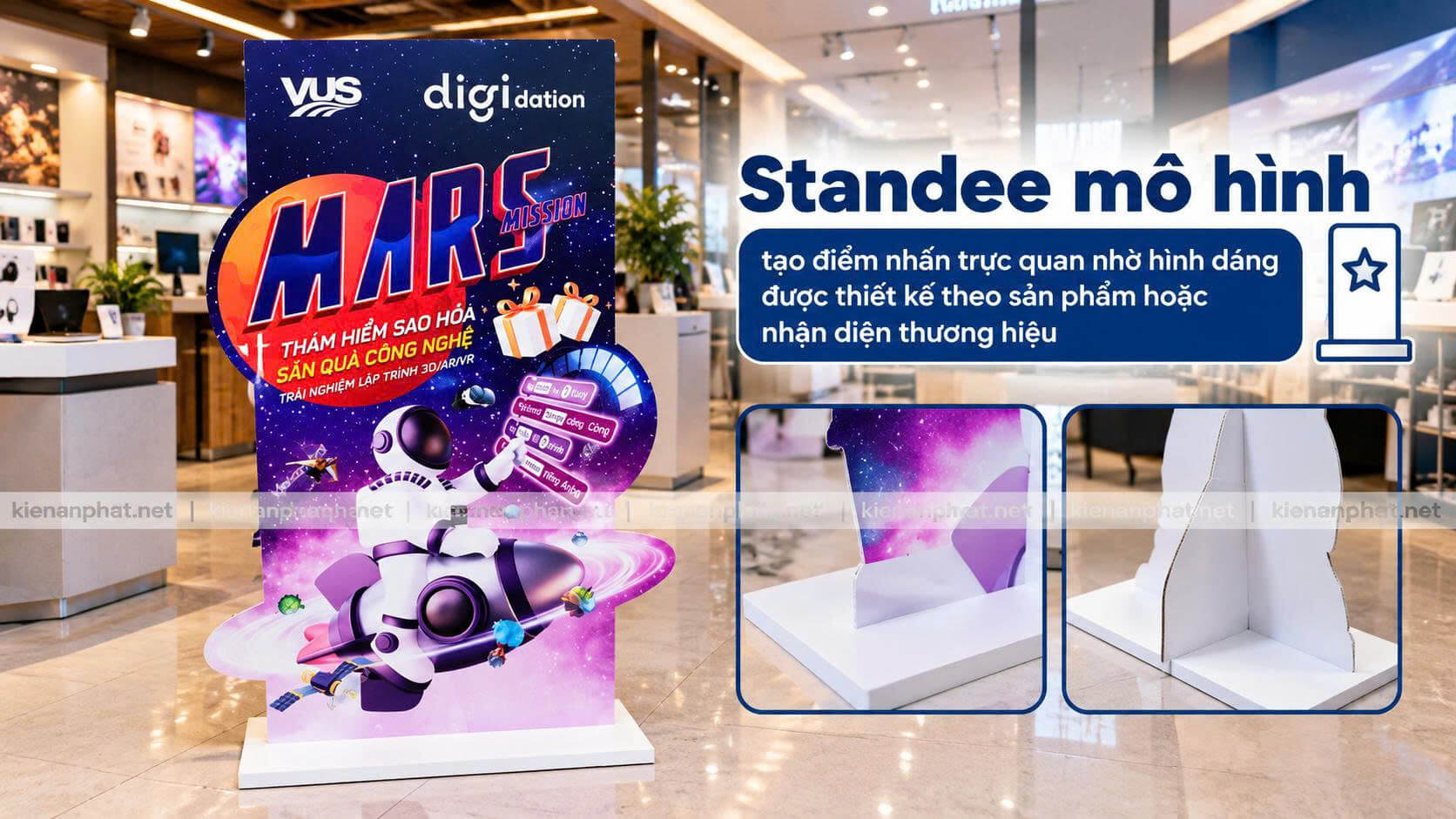 Standee mô hình cắt theo hình sản phẩm dùng tại showroom