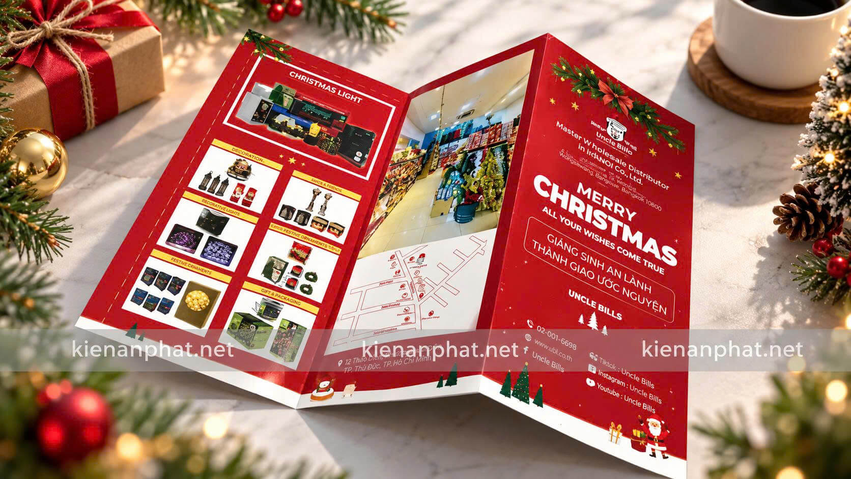 Sơ đồ bố cục thông tin theo hành trình thị giác trên 6 trang của tờ rơi gấp 3 chuẩn brochure