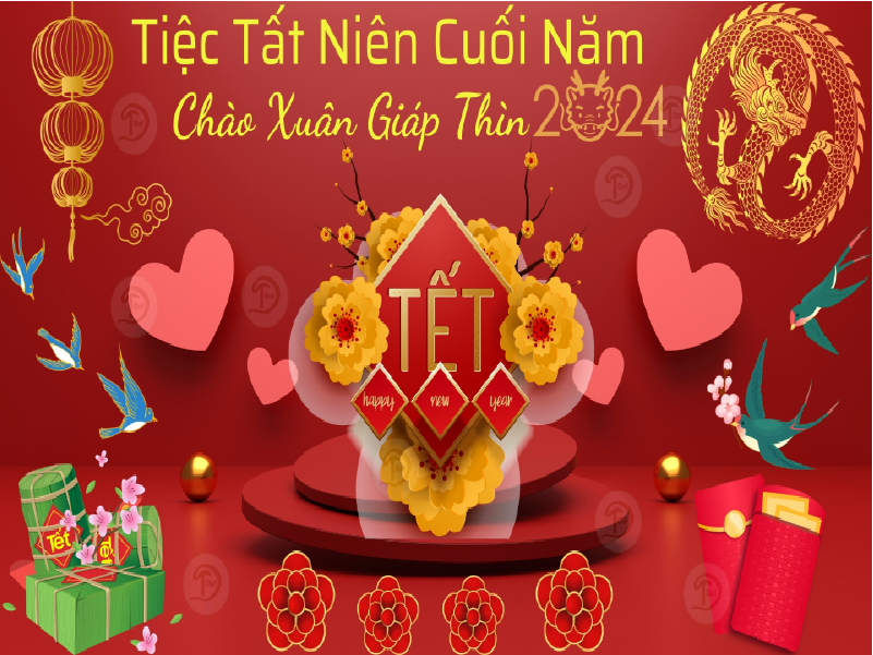 In backdrop và background tiệc tân niên 2024 tại tpHCM
