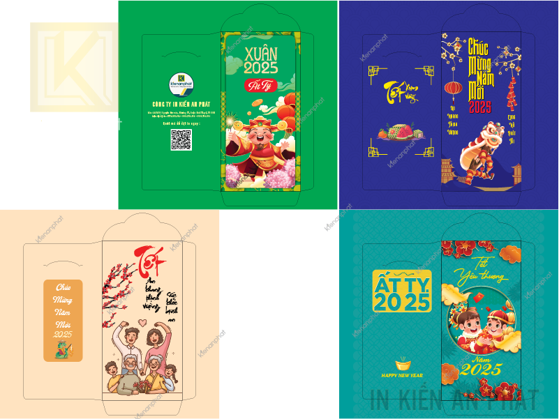 Top 10 mẫu bao lì xì đẹp 2025 năm Ất Tỵ tại in Kiến An Phát