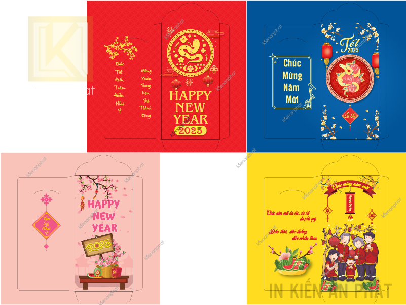 Top 10 mẫu bao lì xì đẹp 2025 năm Ất Tỵ tại in Kiến An Phát