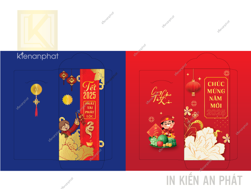 Top 10 mẫu bao lì xì đẹp 2025 năm Ất Tỵ tại in Kiến An Phát
