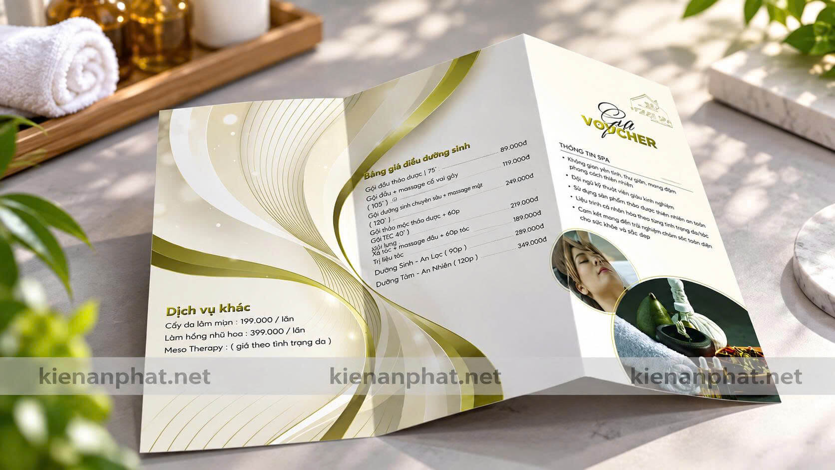 Mẫu tờ rơi gấp 3 chuẩn brochure được cấn nếp tự động sắc sảo, đường gấp thẳng tắp và chuẩn màu thiết kế