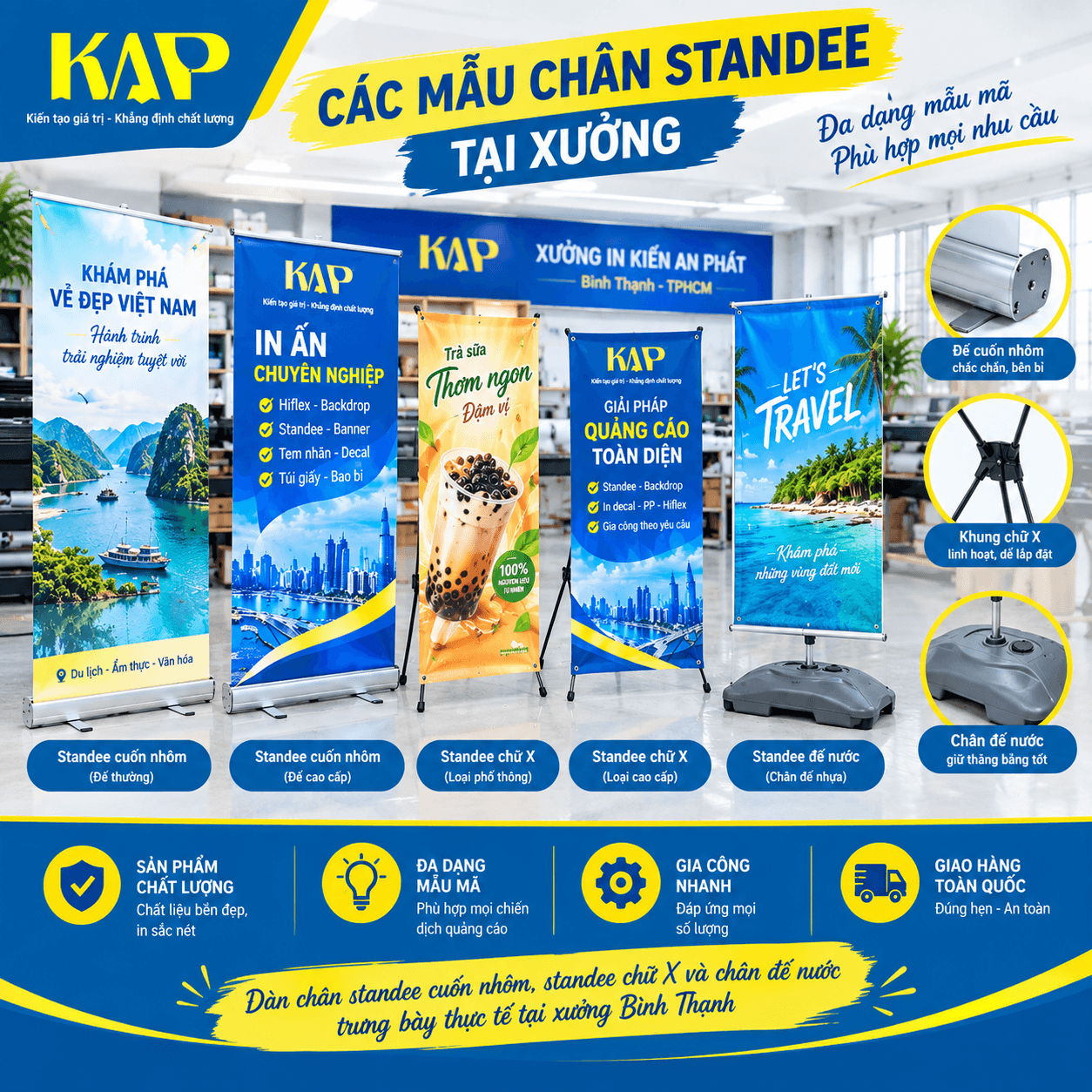 Báo Giá Các Loại Chân Standee Cuốn Nhôm, Standee Chữ X Giá Rẻ Tại TPHCM