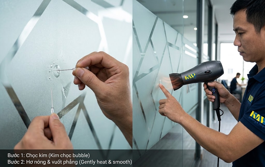 Mẹo xử lý bọt khí decal bằng đầu kim siêu nhỏ và máy sấy tóc