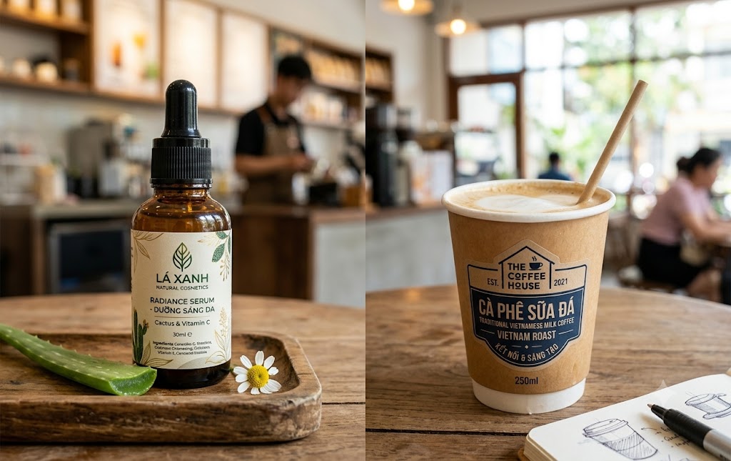 Thành phẩm tem nhãn decal dán chai lọ thực tế chất lượng cao