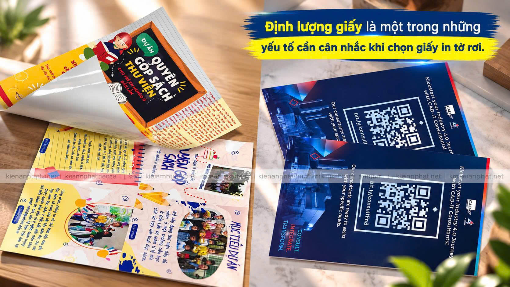 So sánh các định lượng giấy C100, C150, C200 và C300 dùng in tờ rơi